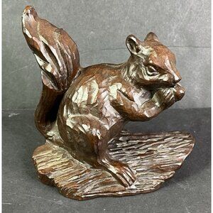 Vintage Squirrel Figure Sculpture Crushed Pecan Shell Resin 5" USA Critter
